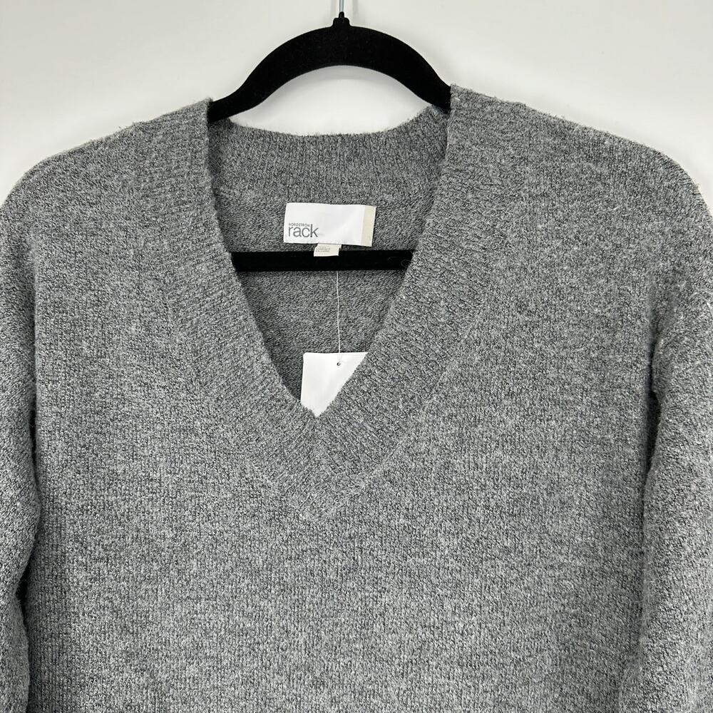 Nordstrom Gray V-Neck Knit Mini Dress - Picture 3 of 6